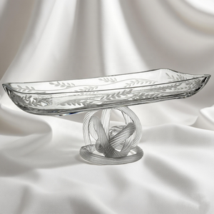 Assiette rectangulaire en verre cristal faite à la main, base en forme de nœud gravée, écologique, pour servir des fruits et plantes, décoration de fête – Vente chaude - Product Image 1