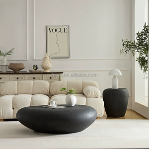 Juego de Mesa de Centro de FRP para Hotel o Villa, Diseño Creativo, Moderno y Sencillo, para Sala de Estar, en Fibra de Vidrio Negra, Decorativo y Duradero - Product Image 2