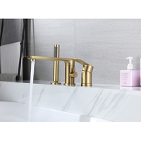 Lusa laiton poli robinet monté sur baignoire baignoire à double poignée baignoire chaude et froide avec pluie et pulvérisation douce vanne en céramique pour hôtels