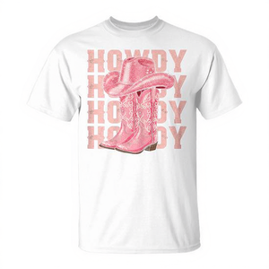 Camiseta Howdy Pink Cowgirl Hat Country Rodeo con diseño de chica del oeste - Product Image 2