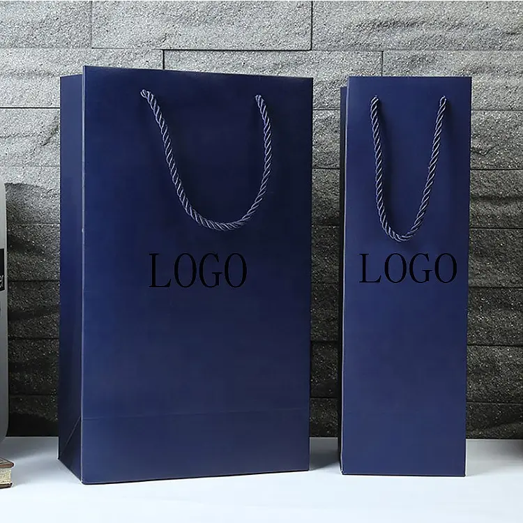 High quality customized logo wine bottle gift packaging paper bag