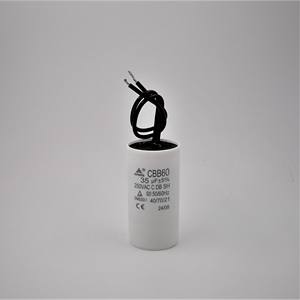 Epers Condensateur 15uf +/- 5% 450v avec fil Dimension 25x55mm CBB60 pour pompe à puits profond - Product Image 1