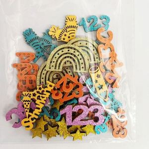 Party Classroom Decor Colorful Abc 123 <b>Rainbow</b> Pencil Star Shape Back to School Glitter <b>Wooden</b> Table Confetti - Product Image 3