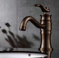 Robinet de salle de bain classique antique en cuivre, à poser sur comptoir, finition céramique huilée, mélangeur eau chaude et froide, vente en gros usine