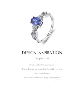 S925 <b>Silver</b> Sapphire <b>Ring</b> Oval Cut Prong Setting Flower Pattern Rhodium Plated Women's Engagement Gemstone <b>Ring</b> - Product Image 6