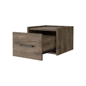Dark Brown <b>Wall</b> Mounted Floating Nightstand With Drawer For Bedroom <b>Storage</b> - Product Image 3