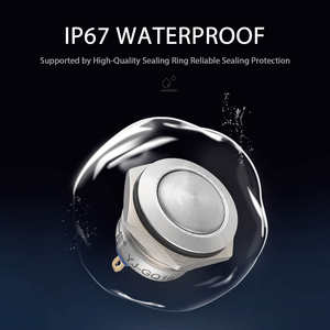 Interrupteur métallique court GQ16B-10/J IP65 étanche 16 mm, anti-vandalisme, bouton-poussoir momentané 5A 250V à <span class=keywords><strong>courant</strong></span> élevé pour applications industrielles - Product Image 4