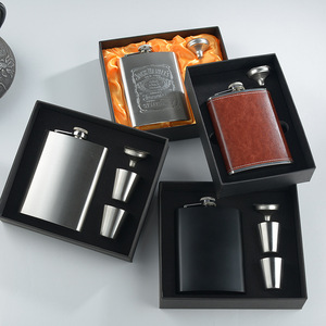 Ensemble de flacons à vin en acier inoxydable et cuir, bouteille de whisky, tasses à <span class=keywords><strong>alcool</strong></span>, bouilloire, entonnoir, mug pour voyage, extérieur, <span class=keywords><strong>cadeau</strong></span> - Product Image 2