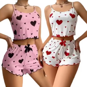 Conjunto de <span class=keywords><strong>Pijama</strong></span> de Algodón para Mujer, Dos Piezas, Top con <span class=keywords><strong>Tirantes</strong></span> a Rayas y Pantalones Holgados, Ropa Casual para el Hogar, Venta al Por Mayor - Product Image 6