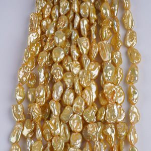 Perles de Zhuji en gros, 7-10 mm, perles d'eau douce recyclées dorées, chaîne de perles naturelles, accessoires de bijoux DIY avec perles colorées - Product Image 1