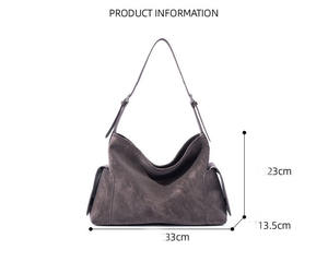 Autumn Winter Women's Genuine Leather Handbags Frosted Cowhide Crossbody <b>Shoulder</b> <b>Bags</b> Zipper Fashionable Suede Leather Design - Product Image 3