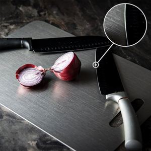 Planche à découper rectangulaire double face en acier inoxydable 316, plateau de service de cuisine, pour fruits et viandes, modèle tendance - Product Image 5