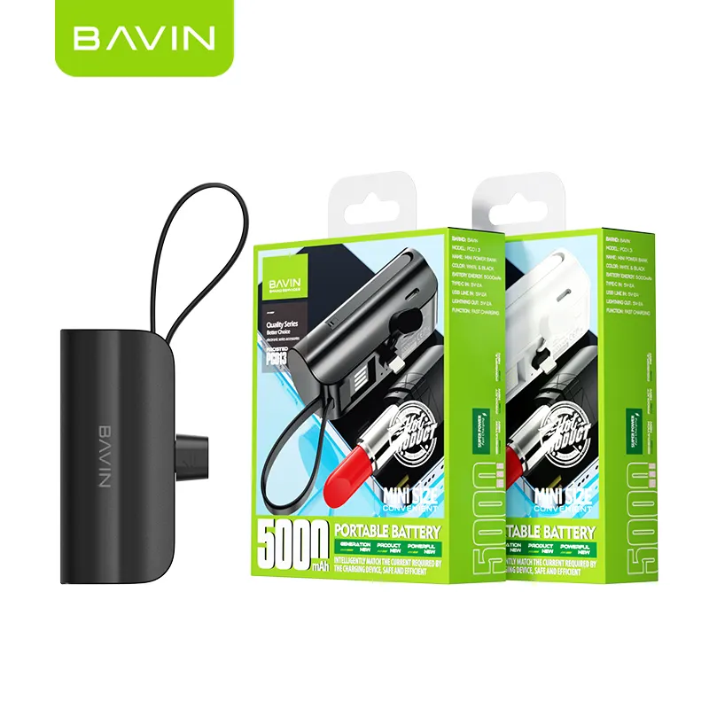 BAVIN özel toptan fiyat küçük Mini 5000 mAh güç banka 5000 mah kablosuz güç banka istasyonu şarj cihazı PC013