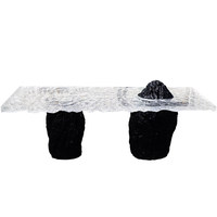 Table basse en résine transparente style glacier, design chinois moderne, luxe léger, ensemble table et chaises irrégulier