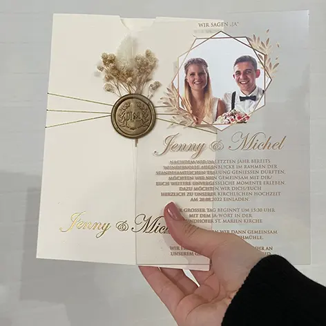 Alta Qualidade Personalizado Selo De Cera Papel Cartão Do Convite Do Casamento Convite Do Partido De Aniversário De Luxo Convites De Casamento Translúcido