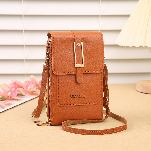 Hot Sale Fashion Women's Crossbody Phone Bag Soft PU Zipper Eco-Friendly Purse Adjustable Shoulder Strap Touch Screen Wallet