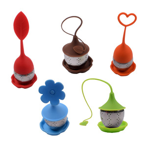 Infusor de té de silicona y acero inoxidable con forma de hoja, colador de té reutilizable para infusión de flores y hierbas. - Product Image 2