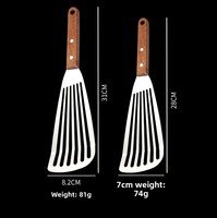 Spatule à poisson en acier inoxydable, spatule ajourée avec manche en bois, spatules métalliques pour la cuisine, la friture et la grillade