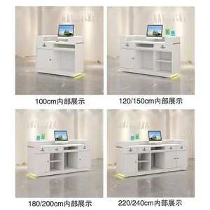 Best Selling Curved Luxury Design Wood Office Furniture Reception <b>Desk</b> with Modern Cashier Leisure Club Hair Salon Features - Product Image 4