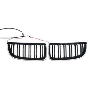 กระจังหน้า BMW E90 ปี 2005-2008 สีดำเงาแบบ Dual Line LED พร้อมสายไฟ สำหรับเปลี่ยนกันชนหน้า - Product Image 2
