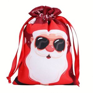 Bolsas de Regalo con Cordón y Diseño Navideño Brillante, Bolsas Festivas para Empacar Regalos de Fiesta - Product Image 4