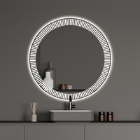 Interrupteur tactile intelligent sans cadre, éclairage frontal rond, 3 couleurs, intensité réglable, lampe LED, applique murale, miroir de salle de bain, nouveau modèle,