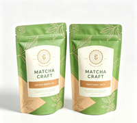 Sachets Doypack Écologiques Refermables pour Poudre de Matcha, Emballages Alimentaires avec Fermeture Éclair et Ligne de Déchirement, Sachets en Aluminium