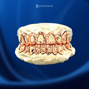 <span class=keywords><strong>Grillz</strong></span> personnalisé en argent plaqué S925 et or massif 10K, serti de diamants taille brillant, effet gouttelettes, pour dents, cadeau de fête, bijoux de corps - Product Image 1