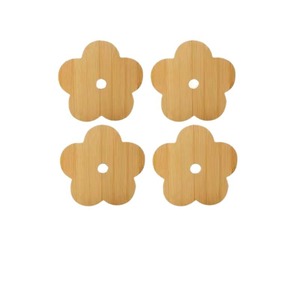 Solid Wood Flower Shape Heat Insulating Placemat Coaster Set For <b>Table</b> Anti Scalding <b>Bamboo</b> Natural Color - Product Image 5