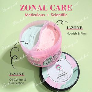 Beauty Host Face Whitening T-zone Pore Cleaning Double Grid Green Pink Dead Sea Mud Clay Mask Rose Nourishing Clay Mask OEM - Product Image 1