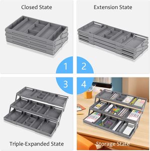 2026 Eco-friendly Grey Plastic Jewelry Organizer Storage Case 3 Layers for Women's Necklaces Earrings <b>Large</b> Display Case - Product Image 4