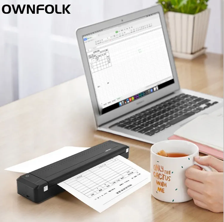 OWNFOLK MT800 portable A4 thermique imprimante prend en charge 216 mm large A4 papier imprimante portable sans fil voyage sans fil imprimante