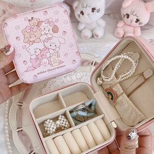 High-end Square Cartoon Anime Nylon Rectangle Zipper Closure Jewel Case Leather Travel <b>Ring</b> Earring <b>Storage</b> Box for Earring <b>Ring</b> - Product Image 5