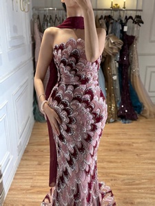 Vestido <span class=keywords><strong>de</strong></span> Noche Sirena sin Tirantes Serene Hill LA73607 con Bufanda 2026, Elegante Vestido <span class=keywords><strong>de</strong></span> <span class=keywords><strong>Fiesta</strong></span> <span class=keywords><strong>de</strong></span> Alta Gama para Mujer - Product Image 3