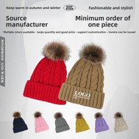 Nouveau bonnet en laine épaisse coupe-vent automne/hiver, tricot torsadé, pompon brodé, logo personnalisable, tendance