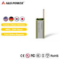 Baterai Cair Isi Ulang Bersertifikasi UL1642/CB/CCC/KC/UN38.3/CE A&S Power 3.7V 502248 500mAh Katoda LiCoO2 500+ Siklus Pengisian
