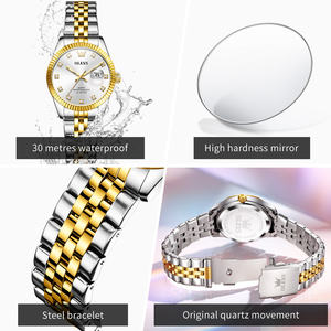 Montre <span class=keywords><strong>Femme</strong></span> OLEVS 3705 de Luxe Classique d'Affaires avec Diamants, Mode, Logo Personnalisé OEM, Calendrier, en Acier Inoxydable, à Quartz - Product Image 6