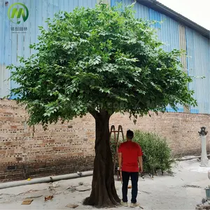 Зеленое большое искусственное фикусное дерево, внутреннее декоративное большое искусственное баньяновое дерево, стекловолокно, искусственное дерево на открытом воздухе