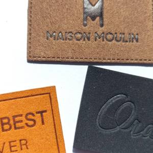 Nouvelles étiquettes en cuir PU personnalisées avec logo en relief à coudre sur les jeans, étiquettes pour vêtements - Product Image 4