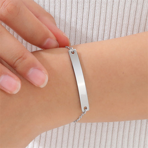 Aceon Velle Bracelet chaîne à maillons en acier inoxydable pour femme Barre incurvée à la mode Couches réglables DIY Graver le zircon pour bijoux - Product Image 6