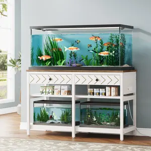 Support d'aquarium moderne de gallon avec station de charge USB intégrée et rangement au fond - Product Image 2