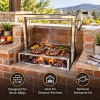 Insert de barbecue Santa Maria avec volant pour réglage de la hauteur, pour grillades au-dessus du feu de charbon ouvert