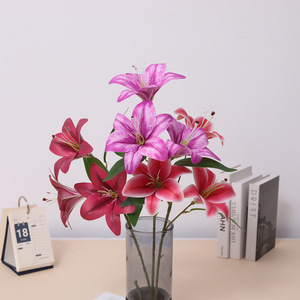 Silk <b>Artificial</b> <b>Lily</b> <b>Flowers</b> for Home Living Room Dining Table Decorations Floral Arrangements for Background Enhancements - Product Image 2