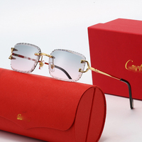 Lunettes de soleil de créateur 2026 UV400 en métal, style chariot de courses, avec logo, monture sans cerclage taillée diamant, lunettes de soleil tendance