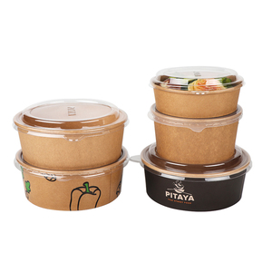Compostável Saudável Refeição Festa Piquenique Kraft Papel Salada Tigelas com Tampas - Product Image 1