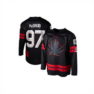 เสื้อฮอกกี้ผู้ชายสีดำ แดง ขาว สำหรับปี 2026 พิมพ์ลายด้วยความร้อน คุณภาพสูง สำหรับการแข่งขันฤดูหนาว - Product Image 4