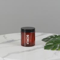 Bocaux en plastique PET ambré personnalisables de 100 ml (8 oz) pour beurre corporel, crèmes pour le visage, produits de soin de la peau, cosmétiques, poudre libre, rouge à lèvres