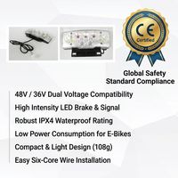 Luz trasera LED de acero para bicicleta eléctrica, montaje en el cuadro delantero, luz de freno de alta luminosidad, intermitentes, IPX4, 12-60V