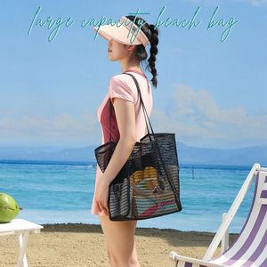 Sac de plage en maille de nylon pour femmes, idéal pour le shopping quotidien, les voyages et les vacances - Product Image 4