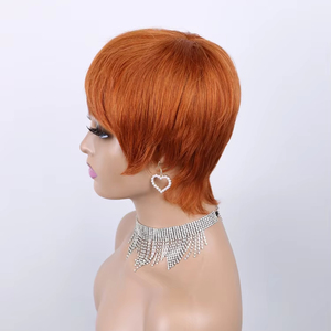 <span class=keywords><strong>Parrucche</strong></span> alla moda arancioni con taglio da Pixie per donne nere senza pizzo <span class=keywords><strong>capelli</strong></span> <span class=keywords><strong>veri</strong></span> <span class=keywords><strong>parrucche</strong></span> umane aspetto naturale parrucca fatta a macchina con frangia - Product Image 2